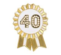 Talking Tables Distintivo di Buon Compleanno in Oro Bianco Smalto Rosetta in Metallo Riutilizzabile Accessori per Ragazze Adulti Bambini Evento 40° Compleanno Diametro 4,5 cm