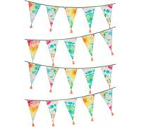 Talking Tables Ghirlanda Arcobaleno Tie Dye in Tessuto con Nappe - 3m | Bandierine Triangolari Interno Esterno, 100% Cotone, Decorazioni Festa Hippie Anni 60 70 (RAIN-TD-FABBUNT)