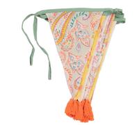 Bunting in tessuto giallo e arancione con nappe - 3m | Ghirlanda di pennant bandiera triangolare, 100% cotone, decorazioni per feste Boho Paisley, festival, decorazioni per la casa al coperto