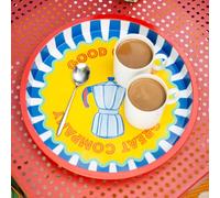 Talking Tables Grande vassoio da portata rotondo per bevande, snack, condimenti, design decorativo e colorato, ideale per cene estive, barbecue, cene all'aperto, feste in giardino, in latta, 30 cm