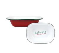 Talking Tables Piatto da portata smaltato rosso con deliziosa stampa tortiera barbecue condivisione piatto insalata o snack vassoio durevole infrangibile metallo smaltato, stoviglie, Natale, campeggio