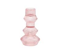 Talking Tables Portacandele Rosa in Vetro Costolato a 3 Livelli per Candele a Stelo - Elegante per Cene, San Valentino o Matrimoni, 12cm