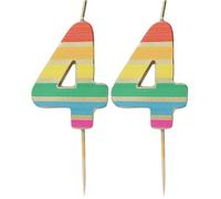 Talking Tables Rainbow Numero 4 Candela di compleanno per decorazione torta Candele digitali di qualità premium Festa di compleanno Età traguardo Altezza 5,5 cm Imballaggio riciclato (Confezione da 2)