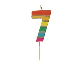 Talking Tables Rainbow Numero 7 Candela di compleanno per decorazione torta Candele digitali di qualità premium Altezza traguardo età compleanno 5,5 cm Imballaggio riciclato
