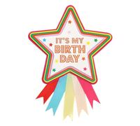 Talking Tables Rosette Happy Birthday Badge - 1 pezzo - Accessorio per compleanno riutilizzabile e colorato per ragazze e adulti, 10 cm di diametro