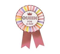 Talking Tables Rosette Happy Birthday Badge di lusso in oro Queen For A Day Accessori riutilizzabili per mamma, donne, ragazze, sorelle, madri, bambini, forniture per feste, diametro 10 cm