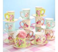 Talking Tables Tazze di Carta con Piattino in Confezione da 24 - Tazze per Tè Caldo con Piattini in Stile Vintage Floreale - Stoviglie Usa e Getta Linea Truly Scrumptious