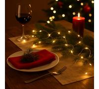 Talking Tables Striscia di luci LED a batteria per uso interno con filo dorato, decorazioni natalizie da tavolo, matrimoni, San Valentino, feste di fidanzamento, Natale, 60 lampadine da 3 m