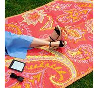 Talking Tables Tappeto Reversibile Impermeabile da Esterno, Plastica, Stuoia Leggera con Stampa Paisley, Giardino, Terrazza, Bagno, 180 cm x 120 cm