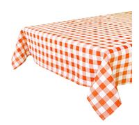 Talking Tables Tovaglia a quadretti arancione e bianco, 180 x 140 cm, riutilizzabile, per interni ed esterni, lavabile in lavatrice, picnic, barbecue e feste estive, decorazione di Halloween