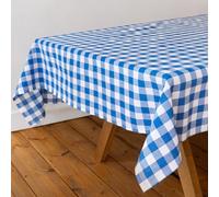 Talking Tables Tovaglia Grande a Quadretti Blu Gingham Cotone Riciclato Rettangolare, Lavabile e Riutilizzabile per Pranzi all'Aperto, Buffet, Matrimoni e Picnic 180x140cm