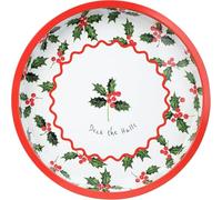 Talking Tables Vassoio da portata rotondo natalizio con agrifoglio, tè, caffè, bevande, cibo, panini, decorazione natalizia in latta, design natalizio, 30 cm
