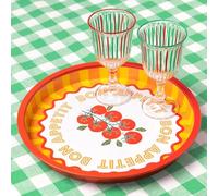 Talking Tables grande vassoio rotondo per bevande snack condimenti pomodoro design decorativo e colorato ideale per pasti estivi BBQ pasti all'aperto e feste in giardino in metallo 31cm