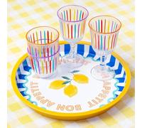 Talking Tables Vassoio grande rotondo per bevande, snack e condimenti Decorativo e colorato con motivo a limone Ideale per pasti estivi, barbecue, pasti all'aperto e feste in giardino Metallo 31 cm