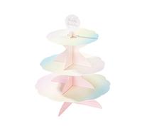 Talking Tables We Heart Pastels, Alzata per Torte Reversibile a 3 Livelli, in Carta, Altezza 37,5 x Larghezza 30 cm (Completa di 4 Diverse Decorazioni), pastelcakestand