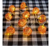 Talking Tables Zucca Disco Ball Indoor Halloween LED String Caldo Glow Fun Autunno Decorazioni Zucca Fata Luce Compleanno NYE Party Natale Decorazioni per la casa Batterie non incluse 1,6 m