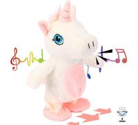 Talking Unicorn Repeats What You Say Walking Electric Interactive Animated Toy Speaking Plush Buddy Gift for Toddlers Birthday, 9.5''