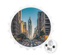 Tall Buildings in The City - Apribottiglie magnetico, strumento da cucina salvaspazio, divertente apribottiglie e magnete per frigorifero, per campeggio, viaggi, campeggio, stile bianco