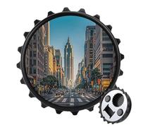 Tall Buildings in The City - Apribottiglie magnetico, strumento da cucina salvaspazio, divertente apribottiglie e magnete per frigorifero, per campeggio, viaggi, campeggio, stile nero