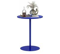 Tall Top Table Round Cocktail Bar Table with Metal Base, Coffee Drink Side Table, Counter Height Breakfast Bar Table for Small Spaces in Living Room, Bedroom, Sofa Couch, Blue(48x48x72cm)