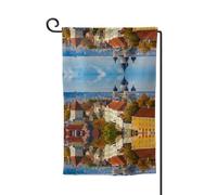 Tallinn Estonia, bandiera da giardino con stampa di città su entrambi i lati, bandiere da giardino per la decorazione della casa, resistenti alle intemperie e doppie cuciture, 45,7 x 32,7 cm