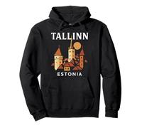 Tallinn Estonia Medievale Città Vecchia Vintage Retro Estone Felpa con Cappuccio