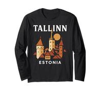 Tallinn Estonia Medievale Città Vecchia Vintage Retro Estone Maglia a Manica