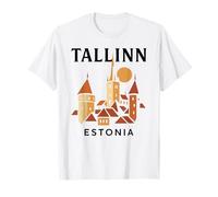 Tallinn Estonia Medievale Città Vecchia Vintage Retro Estone Maglietta