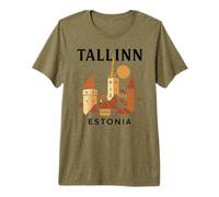 Tallinn Estonia Medievale Città Vecchia Vintage Retro Estone Maglietta Premium