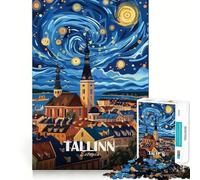 Tallinn Estonia - Poster artistico con paesaggio urbano - Puzzle da 1000 pezzi per adolescenti - Gioco per l'esercizio mentale - Tempo di condivisione - Taglio di precisione - Pezzo da collezione