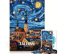 Tallinn Estonia - Poster artistico del paesaggio urbano - Puzzle da 1000 pezzi per adulti - Gioco di puzzle per stimolare la mente - Divertimento in casa - Bordo preciso - Oggetto da collezione