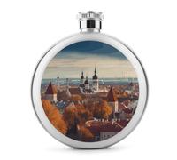 Tallinn, fiaschetta rotonda in acciaio inox con paesaggio urbano, a prova di perdite, per whisky, regalo di compleanno, Natale, per uomini, donne, damigelle d'onore, matrimoni, feste, 141,7 g