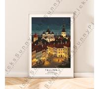 Tallinn Illustrazione Stampa da Parete Décor Estonia Poster senza Cornice