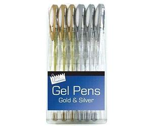 Tallon Confezione da 6 penne di gel di qualità premium argento e oro