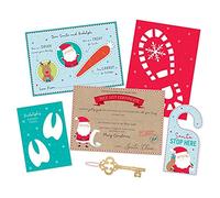 Tallon International - Set di tovagliette all'americana con Babbo Natale, chiave di Babbo Natale, stencil con impronte di piedi, neve e altro