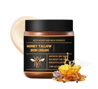Tallow Crema Bio - Beef Tallow Skincare - Crema di sebo di manzo nutrito con erba - Balsamo per il miele idratante e liscio - leggermente idratante corpo e crema per il viso - Miele crudo Tallow Balm