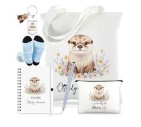 Talltalk Set di 6 regali per le donne amate, con calzini, borsa in tela, borsa per il trucco, quaderno a spirale, penna a sfera e portachiavi in acciaio inox, per Natale, compleanno, laurea