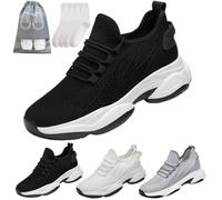 Tallure, scarpe da ginnastica da donna e uomo, scarpe da ginnastica alte piatte/4,1 cm/6,1 cm/7,9 cm/9,9 cm, altezza invisibile, leggere, antiscivolo, Nero 3 1, 46 EU