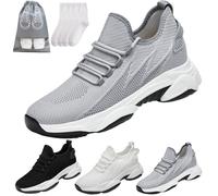 Tallure, scarpe da ginnastica da donna e uomo, scarpe da ginnastica alte piatte/4,1 cm/6,1 cm/7,9 cm/9,9 cm, altezza invisibile, leggere, antiscivolo, Grigio 3 1, 46 EU