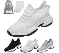 Tallure, scarpe da ginnastica da donna e uomo, scarpe da ginnastica alte piatte/4,1 cm/6,1 cm/7,9 cm/9,9 cm, altezza invisibile, leggere, antiscivolo, Bianco 2 4, 46 EU