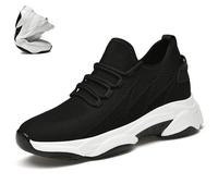 Tallure - Scarpe da ginnastica unisex, altezza 3,2/5/7,1/9,1 cm, con aumento invisibile, comode e antiscivolo, Fondo piatto nero, 39 EU