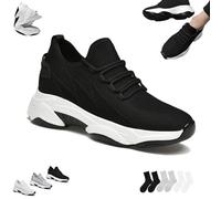Tallure Sneakers, Tallure Sneakers for Women Men, Lightweight Breathable, Hidden Height Increase, Cushioned Sole, Arch Support for Everyday Comfort (Black,37)
