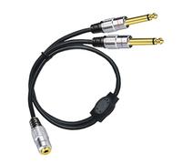 talNite Adattatore Jack 3.5mm a 2x 6.3 Audio Doppio Mono TS Maschio a 3,5mm Stereo TRS AUX Femmina Cavo Connettore,Prolunga e Sdoppiatore Cuffie,Cavo adattatore Cuffie a Y uno a due da 50cm
