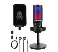 talomen Gaming Microfono per PC PS4 PS5, USB Microfoni a Condensatore da Tavolo per Streaming Podcast Studio Recording, con RGB, Pulsante di Silenziamento, Filtro Anti-Pop e Supporto Antiurto F8