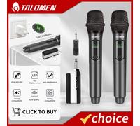 TALOMEN K60 Sistema microfonico dinamico wireless portatile professionale con ricevitore ricaricabile Kit microfono karaoke da 160 piedi