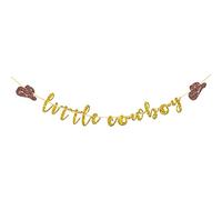 Talorine Striscione a tema cowboy, baby shower a tema ovest, striscione per il primo compleanno del bambino, annuncio di gravidanza, decorazioni messicane per feste di genere, glitter oro