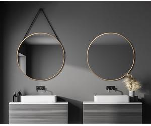 Talos 50269, Specchio Decorativo Rotondo da Parete in Oro Opaco, Ø 80 cm