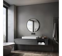 Talos Armadietto a specchio con illuminazione Black Nova, Ø 60 cm, colore nero, con 2 ripiani, in alluminio, pannello posteriore a specchio