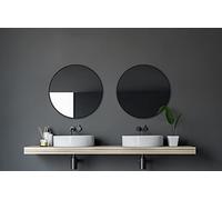 Talos Black Circle Design - Specchio da Parete con Cornice in Alluminio di Alta qualità, 60 cm, Colore: Nero Opaco