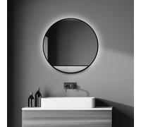 Talos Black Cosmos Light, Specchio decorativo da parete con illuminazione a LED indiretta, colore nero opaco, Ø 60 cm